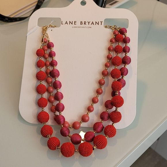 Lane Bryant Jewelry - Lane Bryant triple strand adjustable length collar necklace beaded